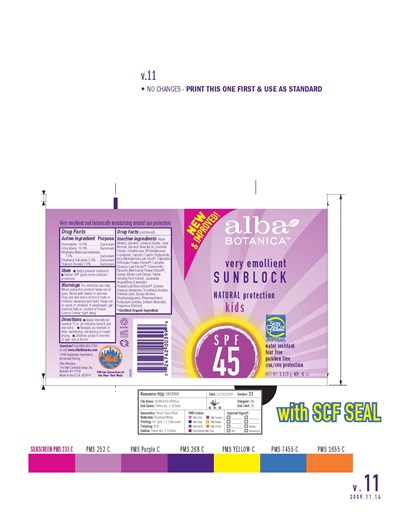 Image Of Tube Label (Alba Sunblock Natural Kids Spf 45)